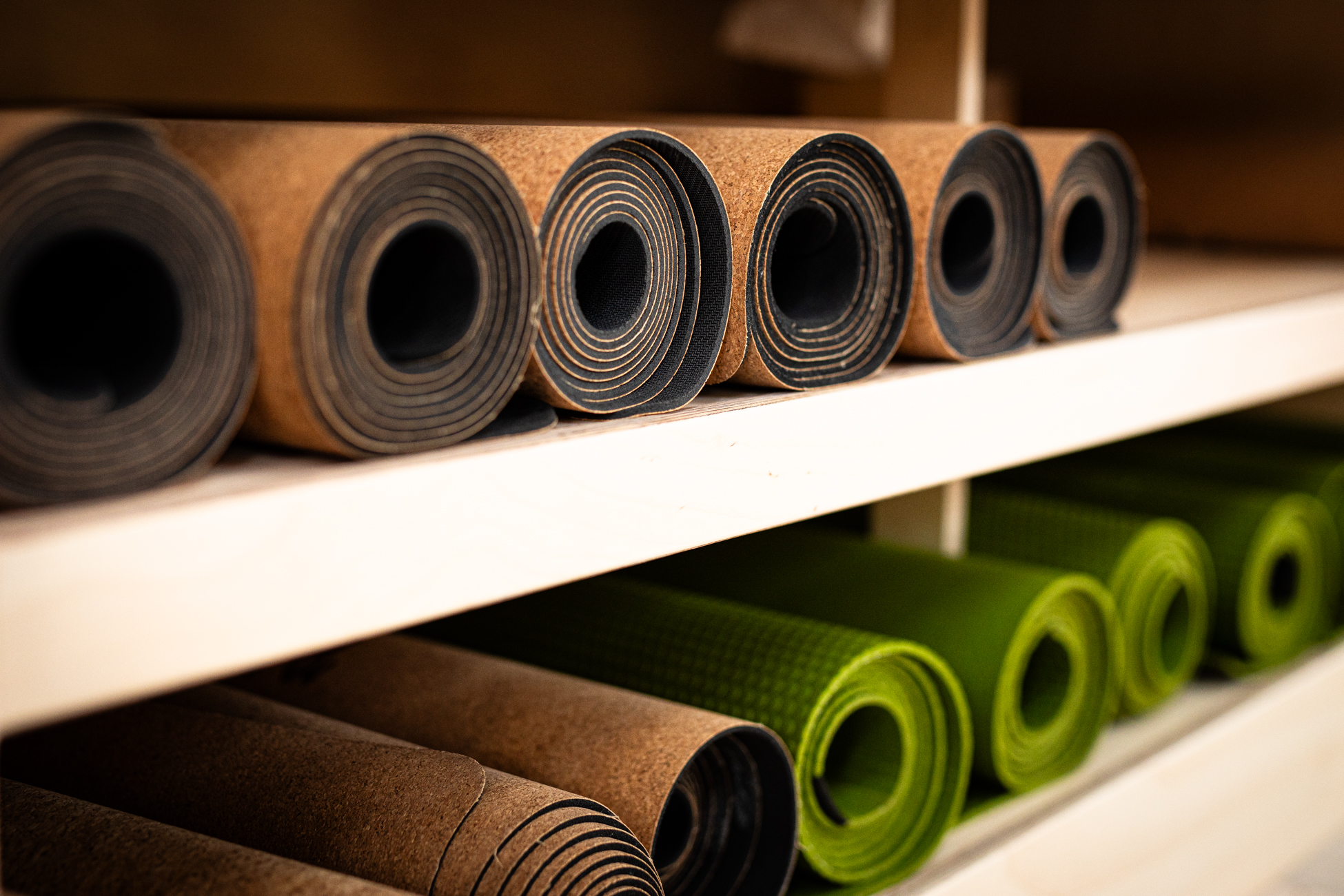 Yoga mats in the studio