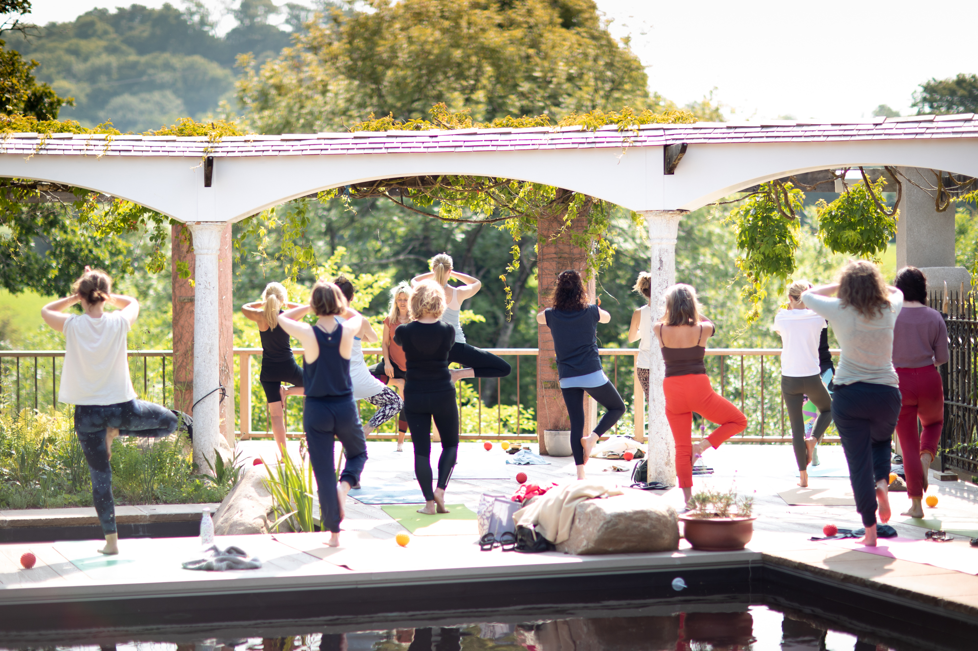 Outdoor yoga class